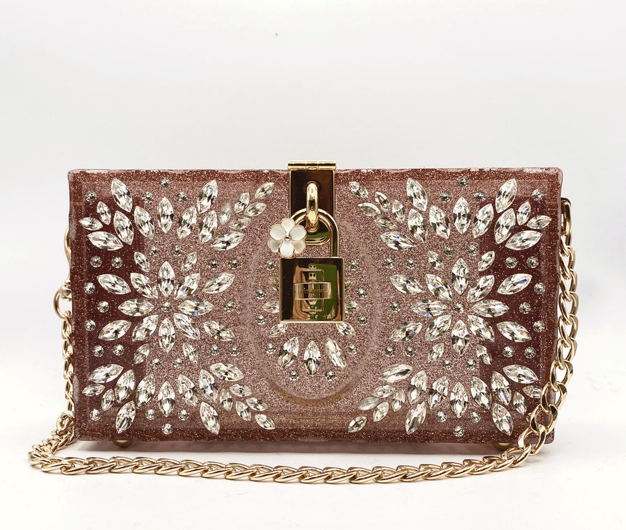 Dolce & Gabbana Crystal Embellished Plexiglass Box Clutch
