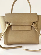Celine Metallic Gold Drummed Leather Nano Belt Bag