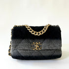 Chanel 19 Grey Black Ombre Wool Small Flap Bag