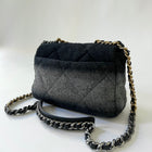 Chanel 19 Grey Black Ombre Wool Small Flap Bag