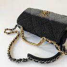 Chanel 19 Grey Black Ombre Wool Small Flap Bag