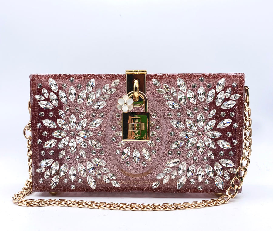 Dolce & Gabbana Crystal Embellished Plexiglass Box Clutch