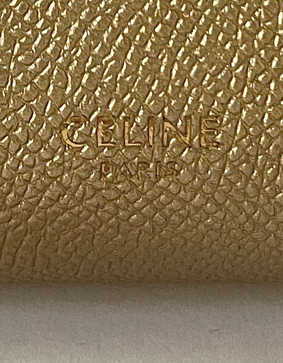 Celine Metallic Gold Drummed Leather Nano Belt Bag