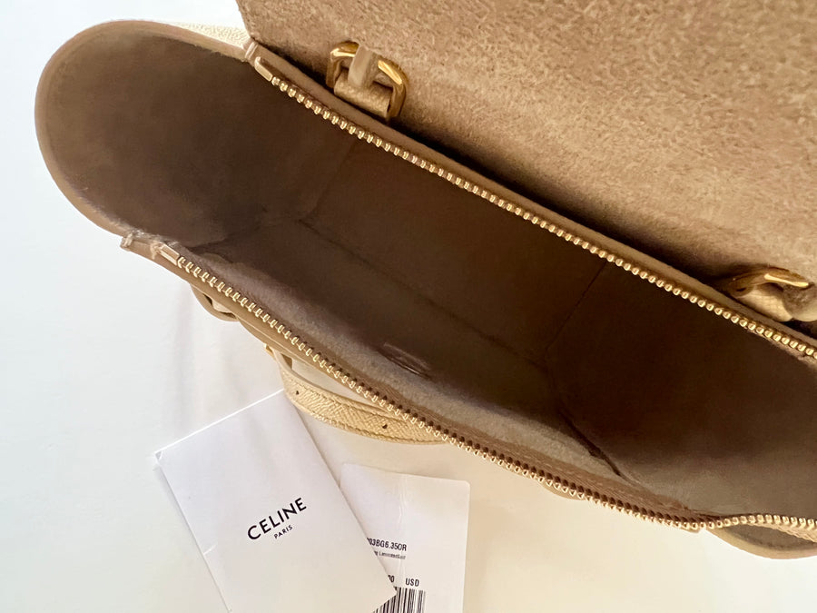 Celine Metallic Gold Drummed Leather Nano Belt Bag