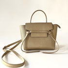 Celine Metallic Gold Drummed Leather Nano Belt Bag