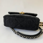 Chanel 19 Grey Black Ombre Wool Small Flap Bag