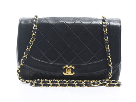 Chanel Black Lambskin Small Diana Flap Bag