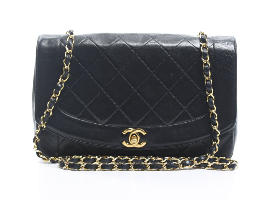 Chanel Black Lambskin Small Diana Flap Bag