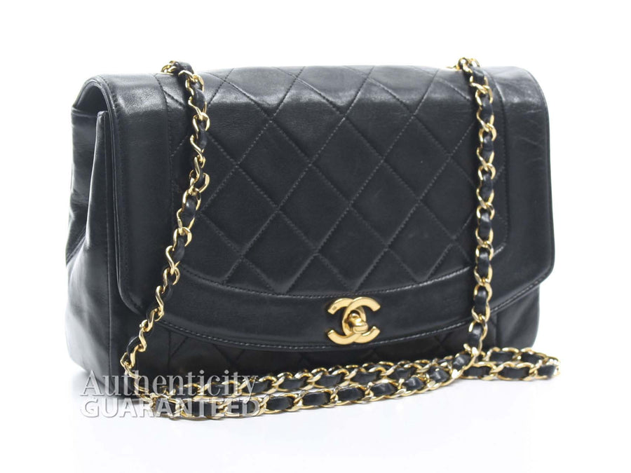 Chanel Black Lambskin Small Diana Flap Bag